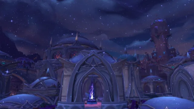 Elegant architecture in World of Warcraft Suramar.