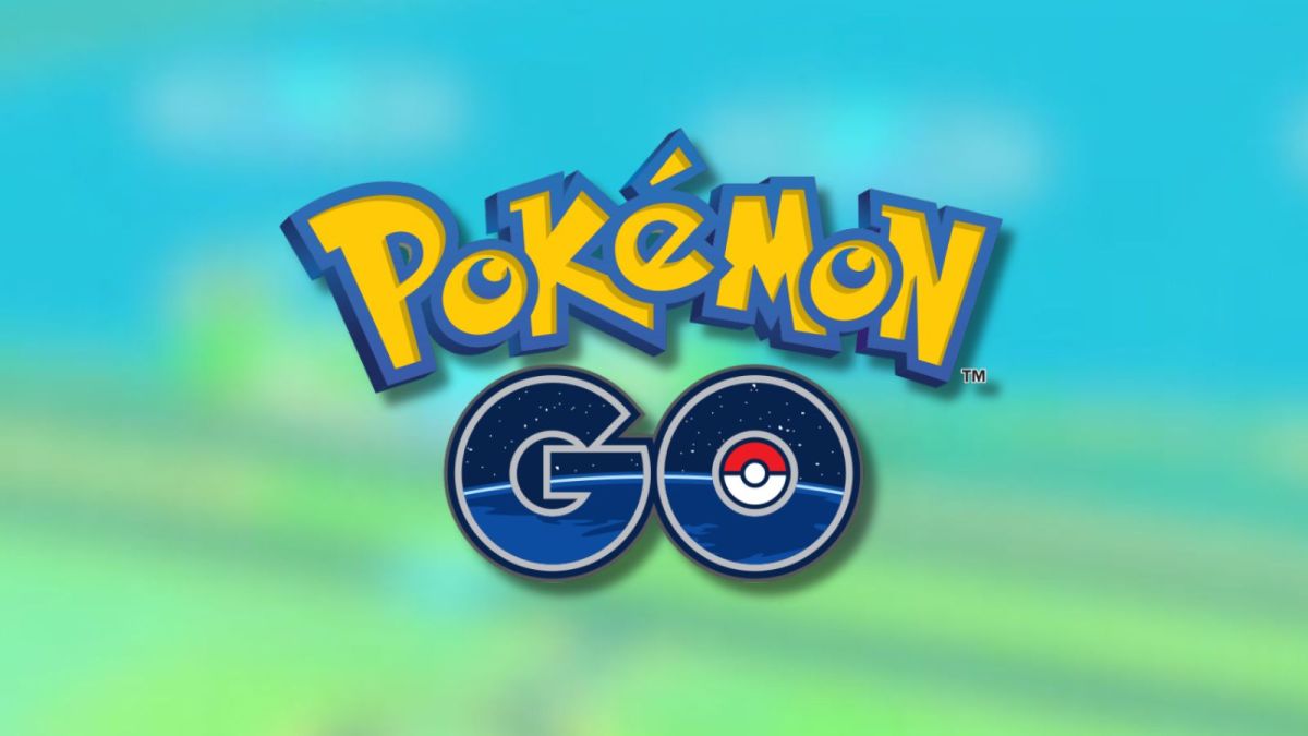 Pokemon Go logo with blurred game background.