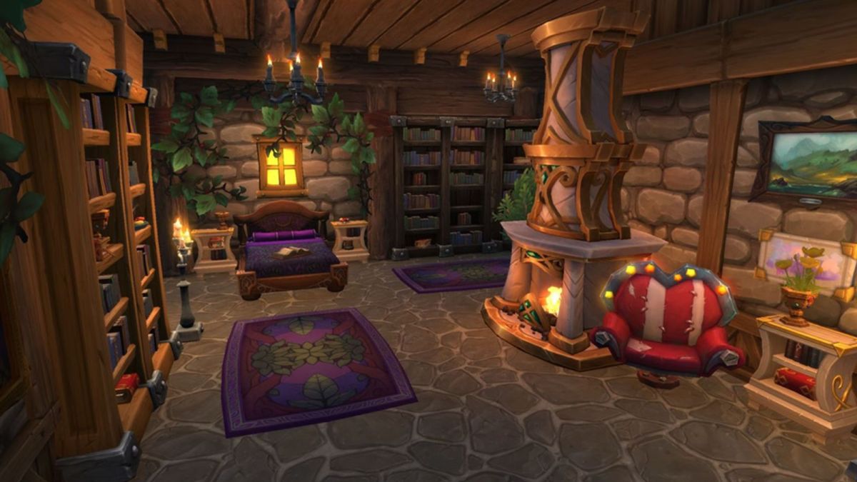 World of Warcraft housing feature preview with cozy aesthetic.