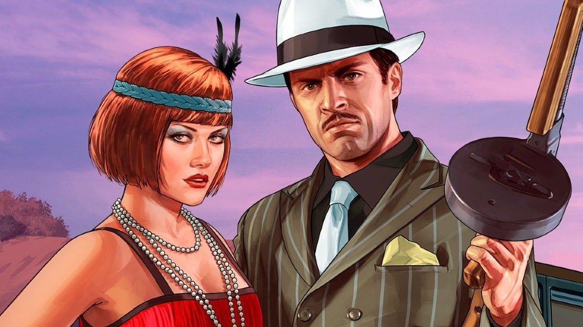 GTA V Online man and woman standing together looking at screen