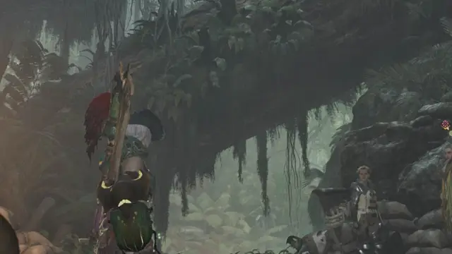 Hunter looking out at the forest in Monster Hunter Wilds.