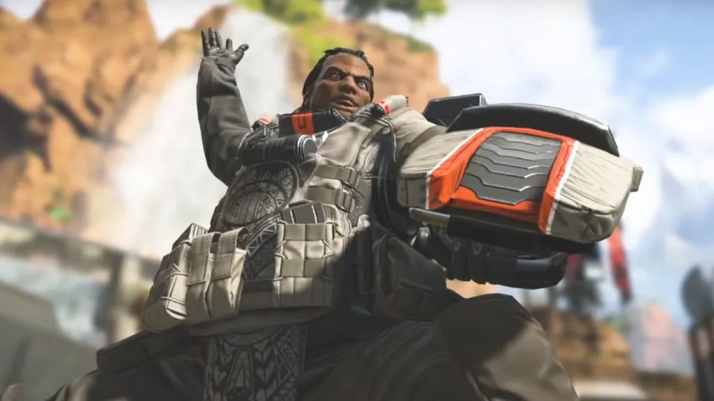 An image of Gibraltar in Apex Legends taunting an enemy.