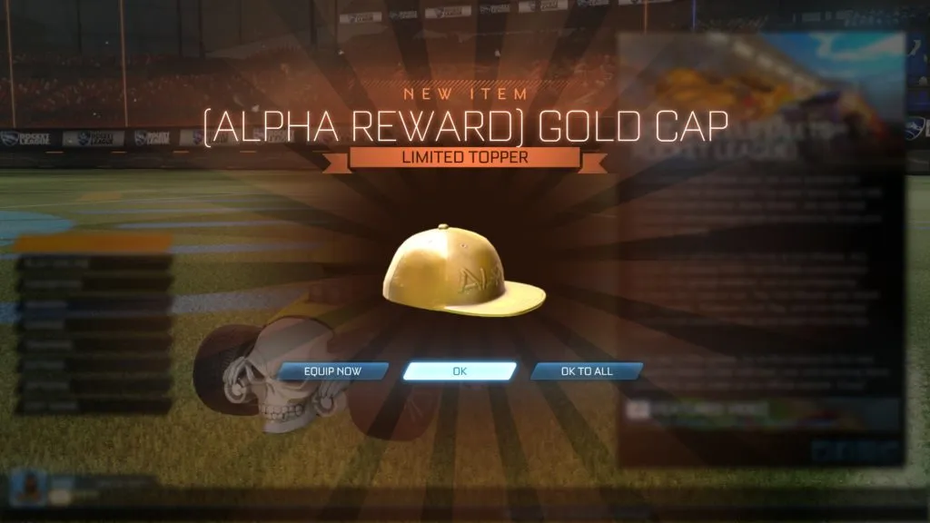 The Gold Cap topper in Rocket League.