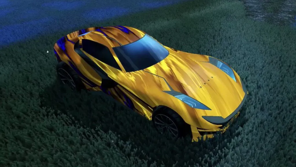 The Tidal Strem decal on a player car in Rocket League.