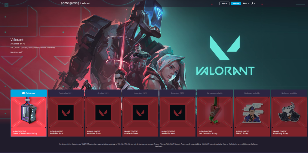 VALORANT - Prime Gaming já disponível! Conecte suas