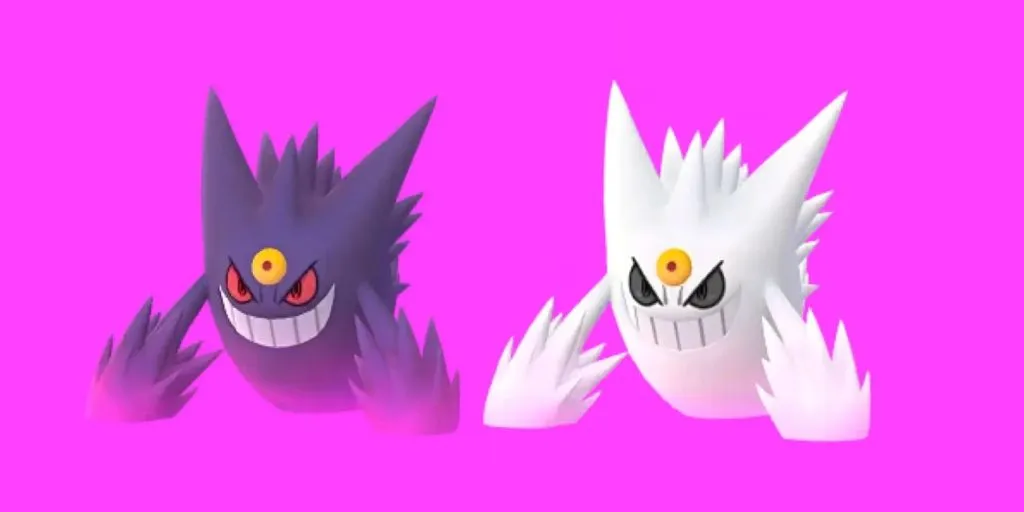 Shiny mega gengar before and after comparison in Pokémon Go