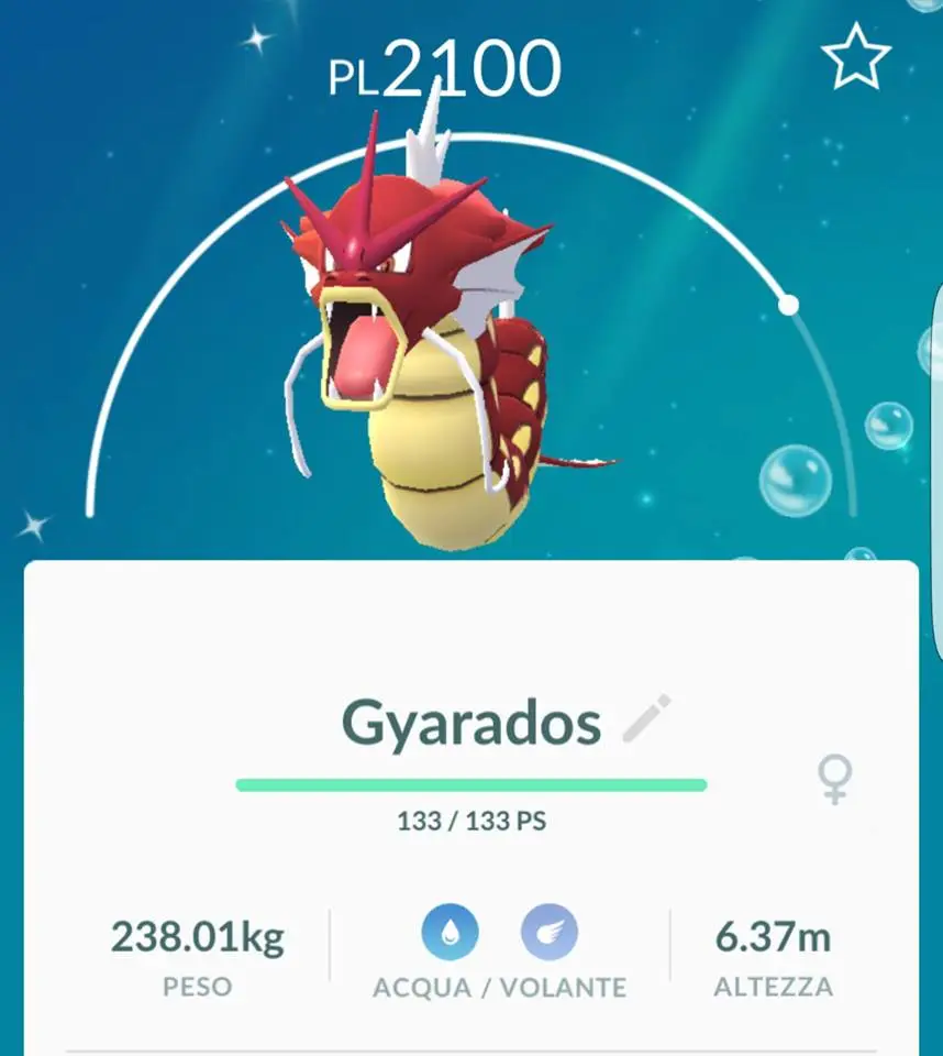 Shiny Gyrados in-game screen in Pokémon Go