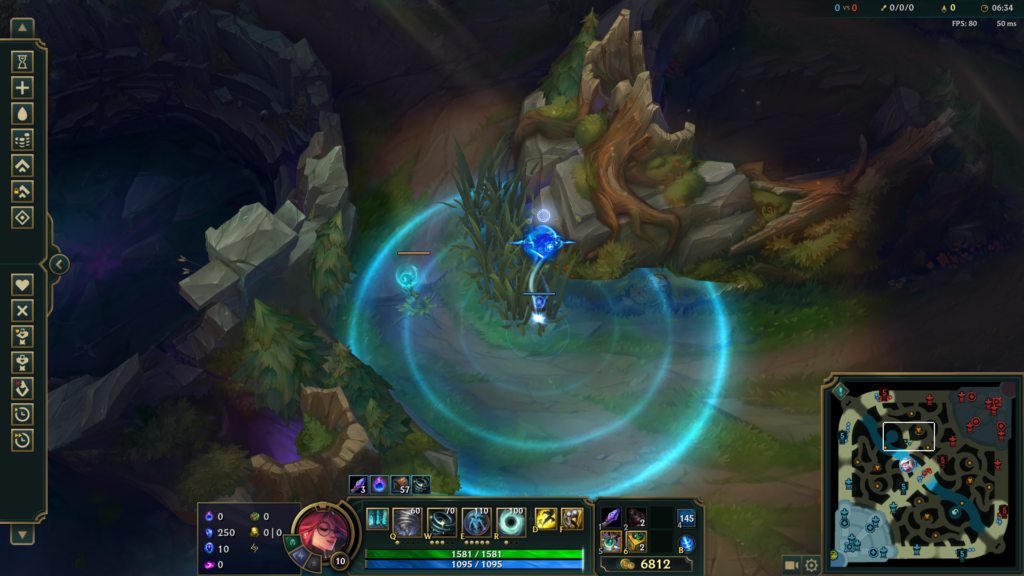 A blue ward close to the baron pit in League of Legends