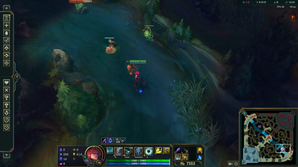 Janna placing a deep ward in the dragon-side river in league of legends