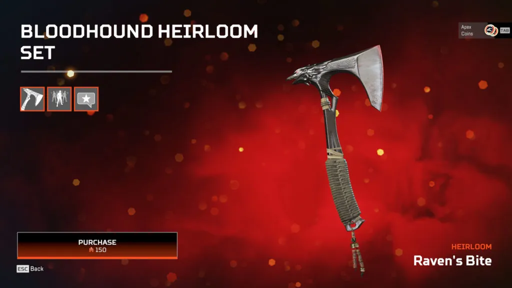 Bloodhound's Raven's Bite heirloom in Apex Legends.