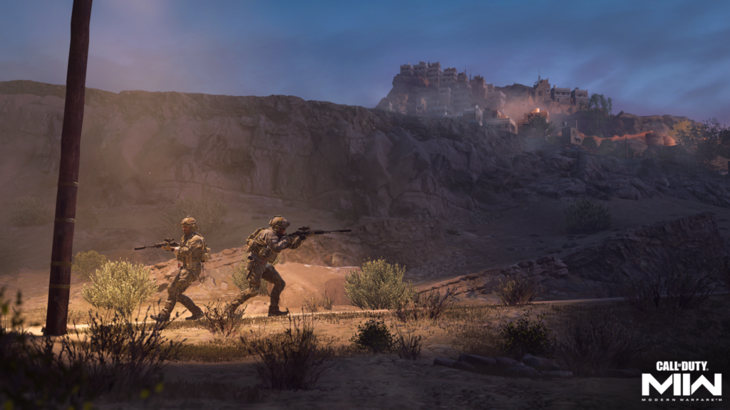 Call of Duty: Warzone 2.0 and MW promo image featuring two armed soldiers in a desert