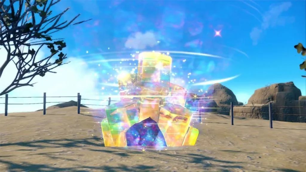 A screenshot of a glowing Tera Raid Crystal.