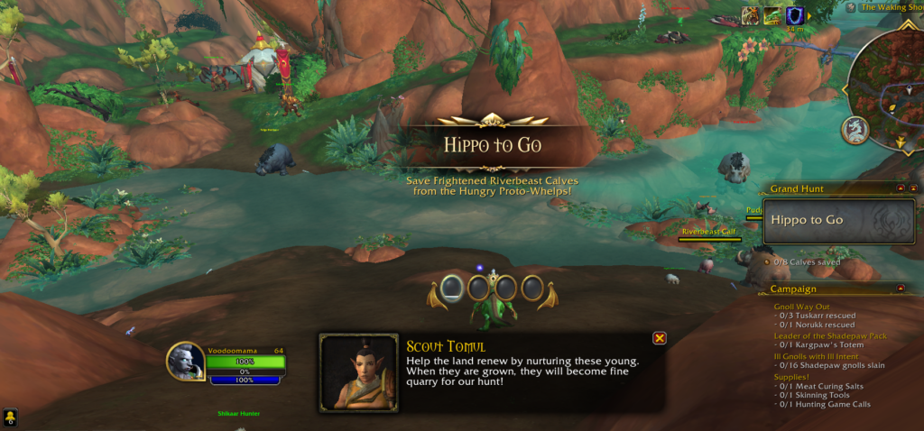 Hippo to Go Grand Hunt quest in the Waking Shores