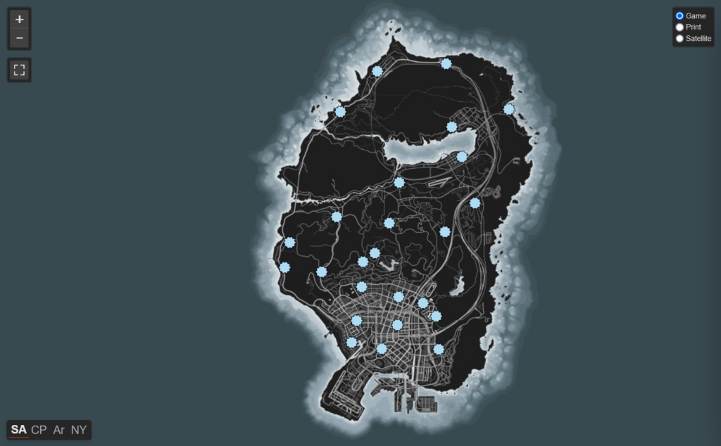 all gta online snowman locations shown on map