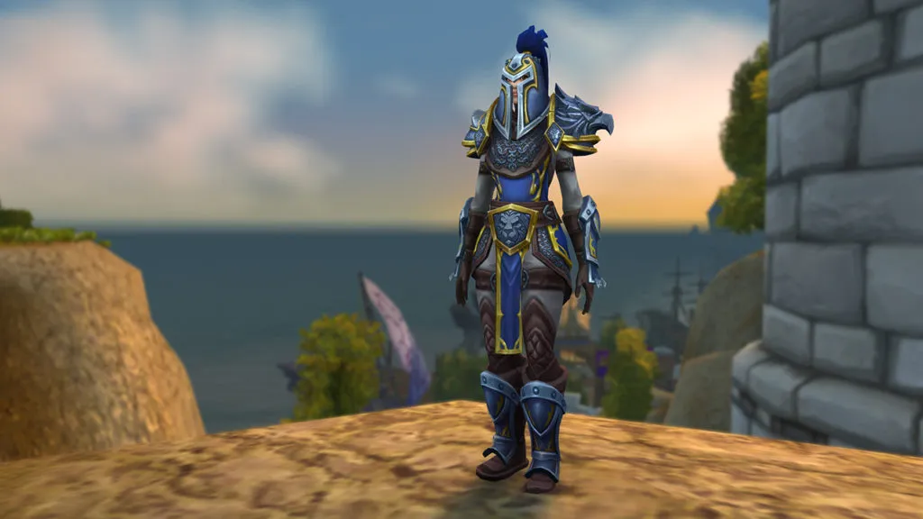Human standing and wearing Heritage Armor