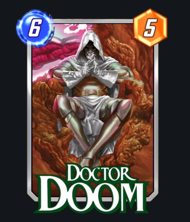 Silvery Doctor Doom sitting on his throne.