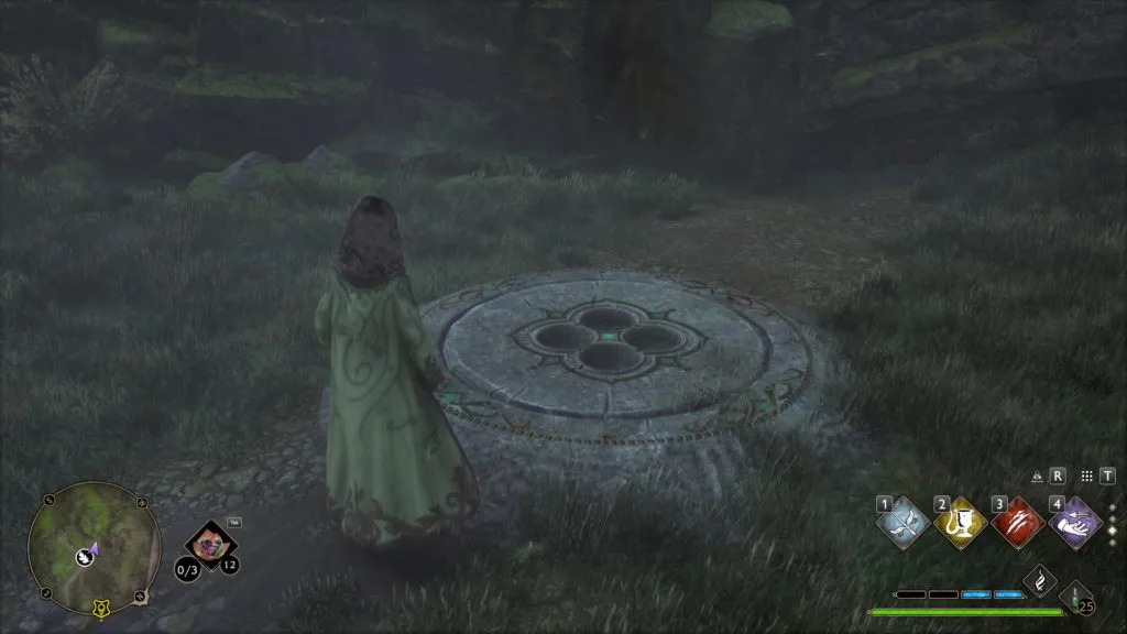A screenshot of a character standing near the ball pile Merlin Trial.